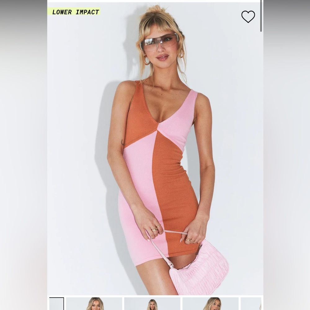 Princess Polly mini dress- orange and pink color block- size S/M - New with tags
